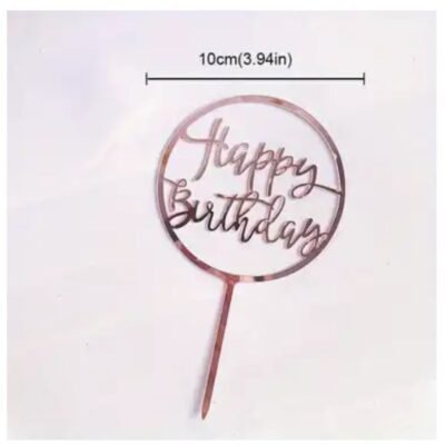 Topper Signs: Happy Birthday Rose Gold round 3.94" x 1 un.