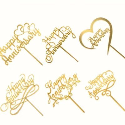 Topper Signs: Happy Aniversary Gold 4.9"x5.1" x 1un.