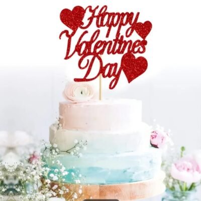 Topper Signs: Happy Valentine's Day. Red cardboard 3.94" x 3.54" 1pc.