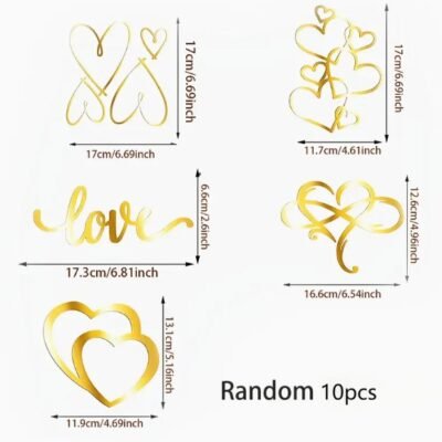 Topper Signs: Valentine's Day. Gold acrylic. Random designs.