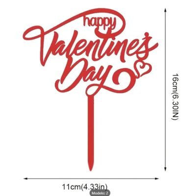 Topper Signs: Valentine's Day. Red acrylic. Model 2 x1pc.