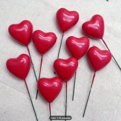 No edible deco. Hearts x 10 u. Red 1.18"