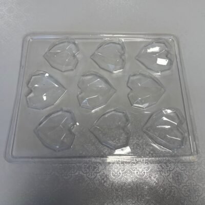Acetate Chocolate Mold. Heart Diamond 2.5". 9 cavities