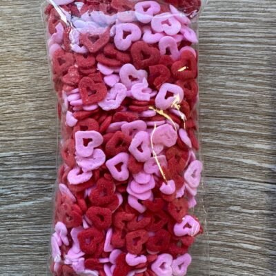 Confetti Heart Red and Pink Sprinkles 7mm. x 0.12lb.