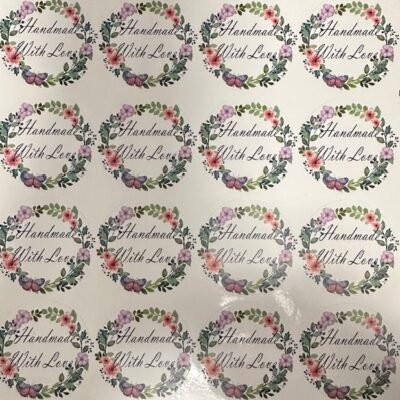 Stickers. 1.5" Round. Handmade design. 16 un. per sheet.