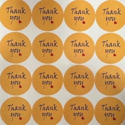 Stickers. 1.5" Round. Thank You design. 16 un. per sheet.
