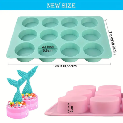 Silicone baking and chocolate mold. Cookie, 12 cavities, green.