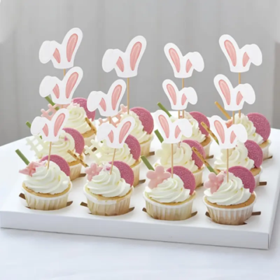 Easter Bunny Ears Cupcake Toppers 12 pcs