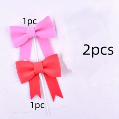 Bow Tie Butterfly Cake Decoration Topper. Pink and Red (2 pc.)