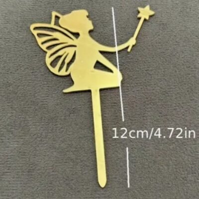Golden Acrylic Fairy Cupcake Topper 5" Model 1.