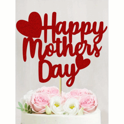 Topper Signs: Happy Mother's Day. Red cardboard 6.22" x 5.11" 1pc.