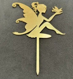 Golden Acrylic Fairy Cupcake Topper 5" Model 2.