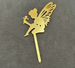 Golden Acrylic Fairy Cupcake Topper 5" Model 3.