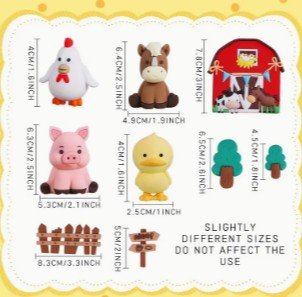 Farm Animals Cake Toppers. Set x 9 u.