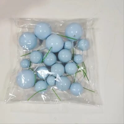No edible deco. Spheres x 20 u. Sky Blue. Diferent sizes.