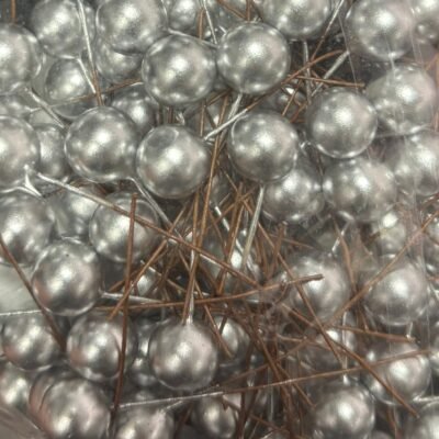 No edible deco. Spheres x 50 u. aprox. Silver. Mini.