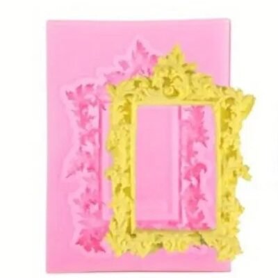 Photo frame mirror silicone mold. Pink. Rectangle 2.5" x 1.5" aprox.