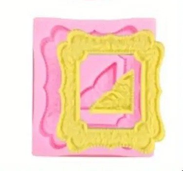 Photo frame mirror silicone mold. Pink. Rectangle 1.75" x 2".