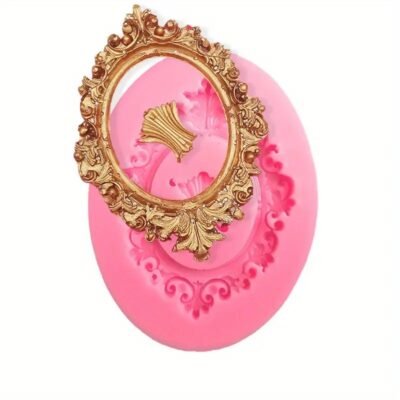 Photo frame mirror silicone mold. Pink. 2.35" x 3.35" aprox.